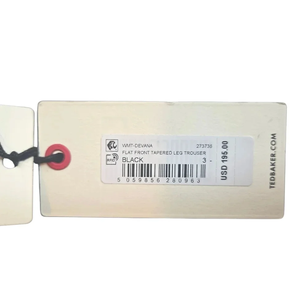 NWT Ted Baker Devana Black Flat Front Tapered Leg Trousers US 4 - Picture 9 of 11